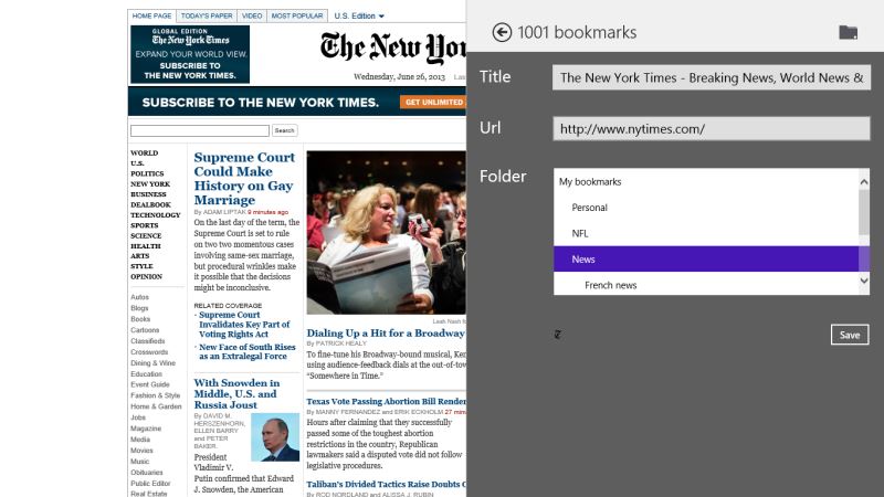 Add bookmark with share charm